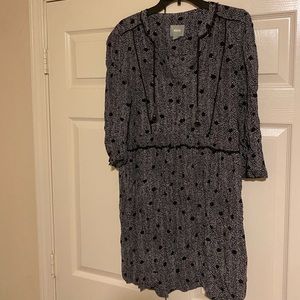 Maeve Anthropologie Womens short dress Black White Boho Geometric EUC sz L